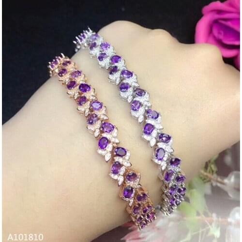 KJJEAXCMY fine jewelry 925 pure silver inlaid natural crystal Ladies Bracelet Jewelry double row