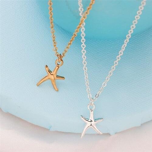 78MM Kawaii Starfish Pendant Necklace Women Korean Trend Hip-Hop Cute Temperament Charm Clavicle Chain Party Jewelry Gift Cheap