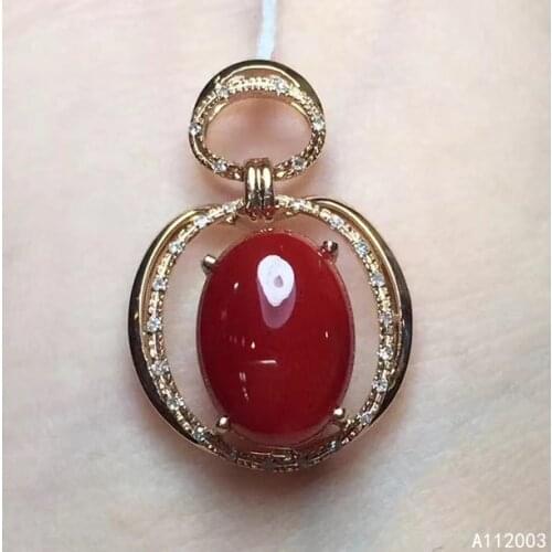 KJJEAXCMY Fine Jewelry 925 Sterling Silver inlaid Natural gemstone red coral Female Pendant Necklace beautiful Support test