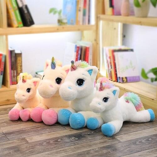 1pc 40cm 60cm 80cm Rainbow Unicorn Plush Toys Kawaii Kids Toys Stuffed Cartoon Animal Baby Doll Children Christmas Birthday Gift