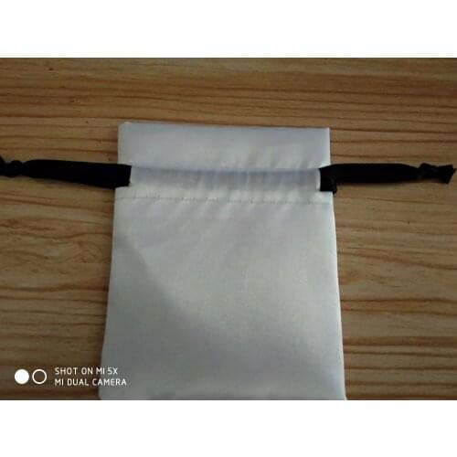 100pcs High quality drawstring bags custom 7.5*11cm ivory Satin pouches for jewelry gift accessories cosmetics packaging bags