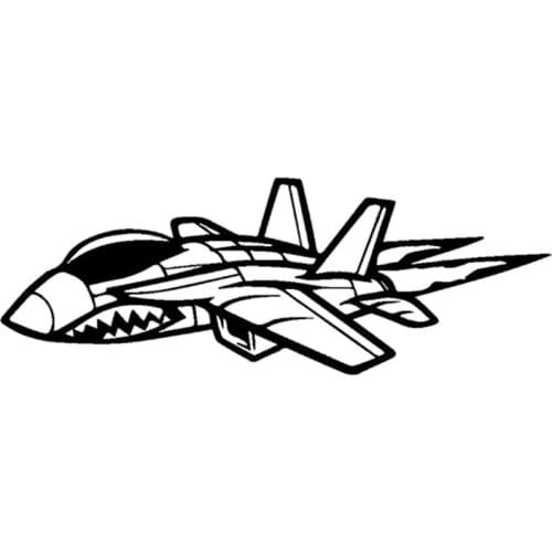 14.5cm*5.3cm Fighter Jet Vinyl Cartoon Car Styling Stickers Motorcycle Black/Silver S3-4546