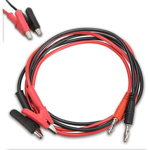 2pcs Red+Black 4mm Copper Banana Plug to Shrouded Alligator Clip Durable Insulation Alligators Cable Leads Test Tools