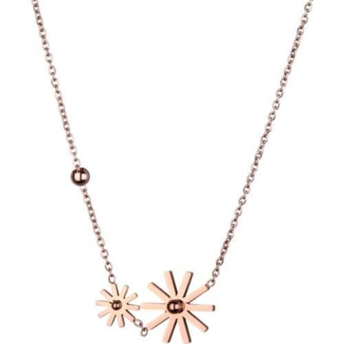 316L Stainless Steel Fashion Fine High-end Jewelry Daisy Sun Flower Gear Shape Collier Necklaces Pendants For Women N-285
