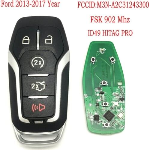 4+1 Button Smart Remote Key FSK902 MHz HITAG PRO ID49 FCCID: M3N-A2C31243300 For-Ford Fusion Explorer edge Mustang 2013-2017