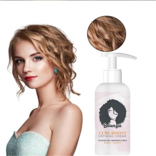 50ML Hair Curls Boost Enhancers Elastin Elastic Curly Hair Styling Defining Cream Anti Frizz Moisturizing Repair Essence Bounzie