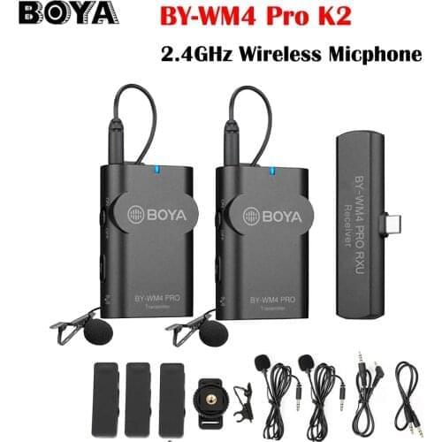 BOYA BY-WM4 Pro K6 K5 K4 K3 K2 K1 Lavalier Microphone 2.4GHz Wireless Condensador Microfone IOS Type-C Interface for Smartphone