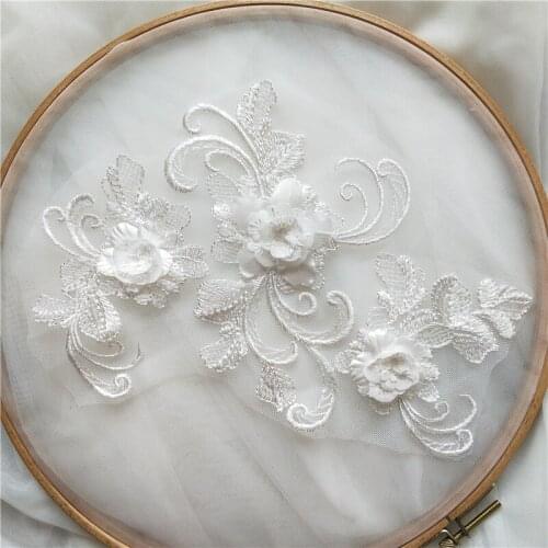 Color 3D lace embroidery applique pieces of DIY accessories sweater skirt jeans wedding dress patch