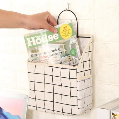 Wrought Iron Dorm Room Bedside Storage Hanging Bag Mobile Phone Remote Control Phone Book Magazine Wall Hanging Storages