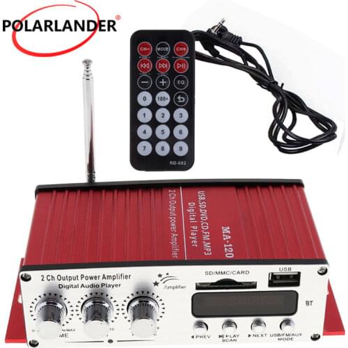 MA-120 Power Amplifier USB Hi-Fi Digital Olayer Stereo Car Motorcycle Amplifier 12V MP3 SD CD FM Car Amplifier