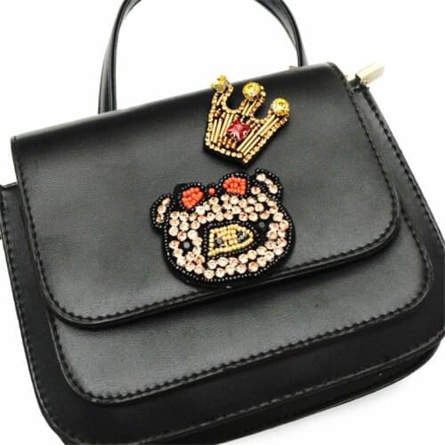 Maxsin 1 Pc High Quality Handmade Beaded Rhinestone Crown Cute Cat Clothes Patch Handbag Shoe Hat Accessories Appliques DIY