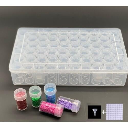 28/56/32/60 Bottles Multipurpose Transparent Container Case Diamond Painting Accessories Beads Storage Box Organizer Tools