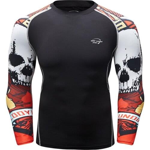 3d Digital Printed Rash Guard Men Long Sleeve Running Shirts 2021 New Design Fitness Gym Tights Breathable Jerseys