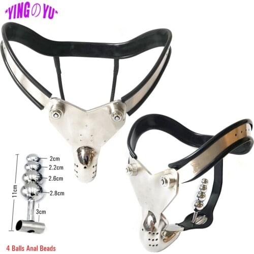 Stainless Steel Male Chastity Belt Device Cock Cage Penis Rings Sleeve Wearable Lock Panties Lock Anal Beads Sex Toys for Men 18
