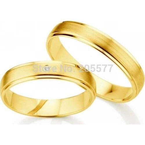 Anel ouro 100% pure titanium Jewelry 2014 new design gold plating his and hers engagement wedding ring pair