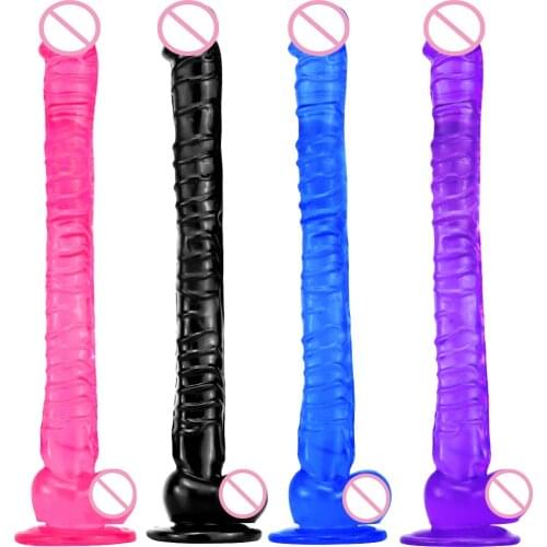 Super Long 42cm Horse Penis Realistic Dildo with Suction Cup Soft Stimulate Cock Anal Sex Toys Masturbator for Men Women Couples