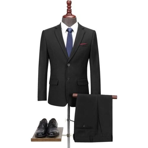 Jacket+Pants) 2021 Brand clothing Men pringhigh-grade business suit/Male slim fit cotton Blazers two-piece/Groom Wedding Dress