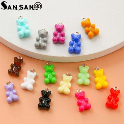10pcs/lot Candy Color Bear Charms Pendant For Women Girls DIY Necklace Earrings For Jewelry Making Accessories