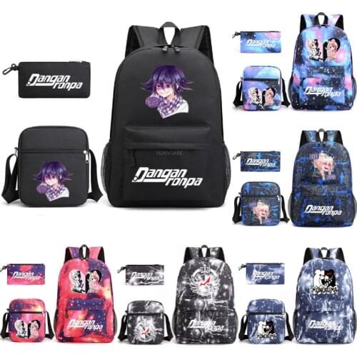 Danganronpa Monokuma Children Backpack 3Pcs/Set School Bag For Girls Boys Bear Students Laptop Backbag Teenage Casual Travel Sac