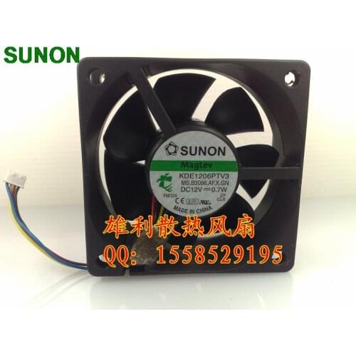 Original For Sunon KDE1206PTV3 12V 0.7W 6CM 6025 60mm 4 wire 4-pin pwm cooling fan