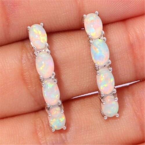 Elegant Faux Fire Opal Earings Stud Earrings for Women Fashion Jewelry Wedding Brincos Engagement Statement Pendientes Mujer