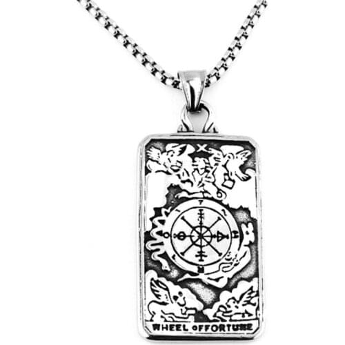 The Wheel of Fortune Pendant Jewelry Stainless Steel Viking Tarot Pendant Necklace for Women Necklace