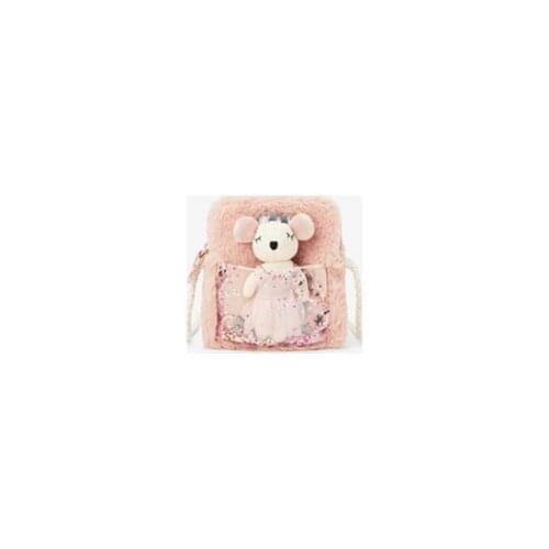 2021 Transparent Childrens Bag, Toddler Baby, Pink Faux Fur Effect, Animal-Shaped Accessory Bag, Messenger Bag
