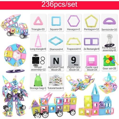 236pcs Big Size Magnetic Building Blocks Magnetic Designer Construction Toys Set Model Magnet Educational Toys