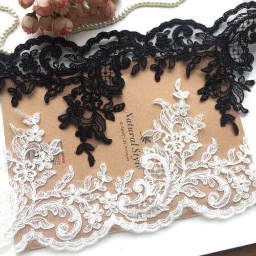 3 yards/package 16cm wide high quality rayon material beige white black car bone lace DIY wedding dress accessories ss51