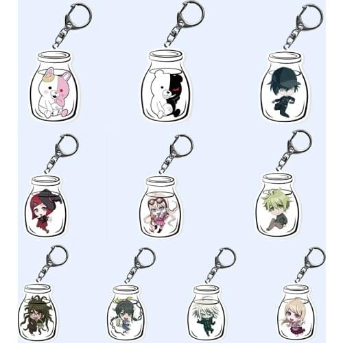 Anime Dangan Ronpa Danganronpa Action Figure Key Chains Cosplay Acrylic Pendant Keyring Model Doll Toys For Kids Boys Gift