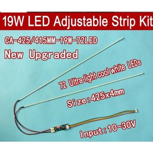 Free shipping 10pcs 19'' W425mm Adjustable brightness led backlight strip kit,Update 19inch-wide LCD CCFL panel to LED backlight