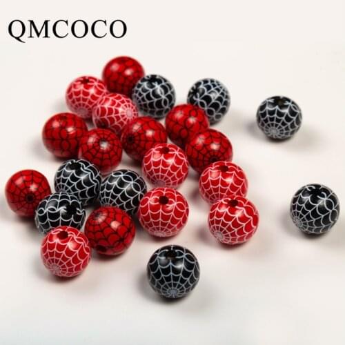 Halloween 20Pcs/Pack Cobweb Wooden Round Beads DIY Custom Decorations Fashion Crafts Baby Kid Toys Jewelry Bracelet Accessories