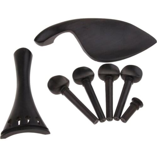 Black Violin Chin Rest with Bridge Pins Tailpiece Endpin for Violinist Luthier Tools DIY