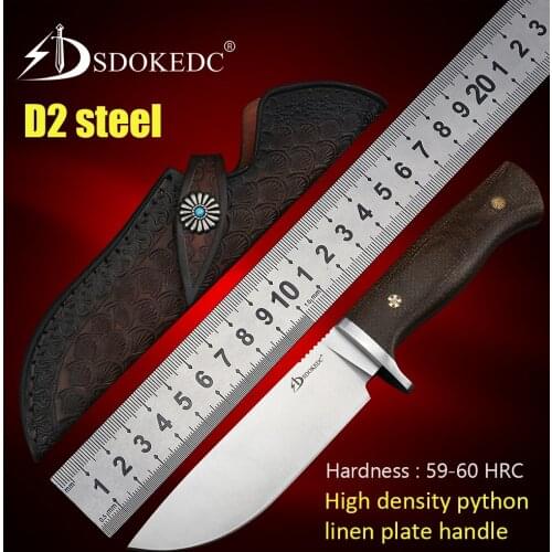 D2 steel high hardness fixed blade knives tactical outdoor camping knives hunting knife survival