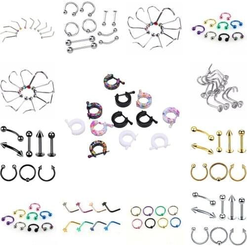 Stainless Steel Nose Ring Studs Hoop For Women Nose Ring CZ L Shape Nose Piercing Septum Piercing Body Jewelry Gift