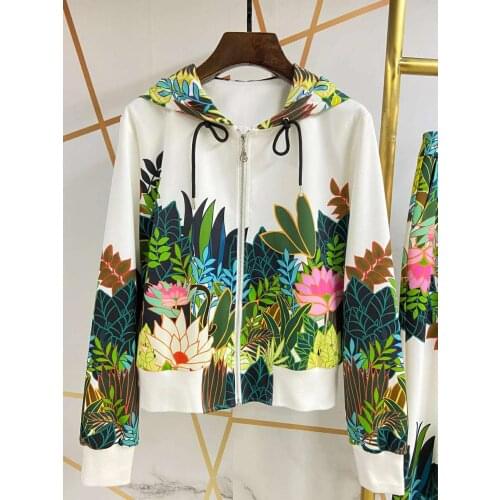 Set Piece Streetwear 2 Tracksuit Female High Quality Hoodies Pants Women Flower Print Sets Outfits Sweatsuit