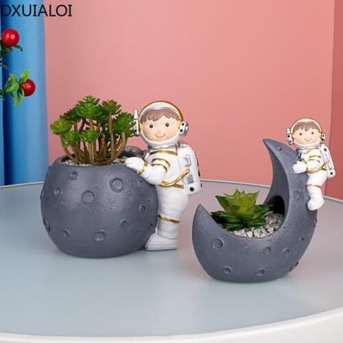 Creative Succulent Flower Pot Cute Cartoon Astronaut Succulent Plant Flower Pot Home Decor Accessories plant pots DXUIALOI