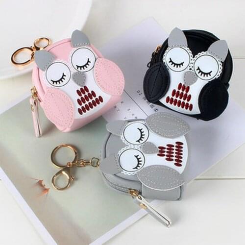 Cute Owl Small Bag Women PU Leather Coin Purses Fashion Jelly Handbag Girls Coin Card Holder for Kids Pures and Bags Keychain