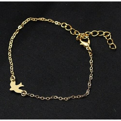 Small Swallows Birds Joint Thin Metallic Chain Golden Silver Plated Bracelets for Women