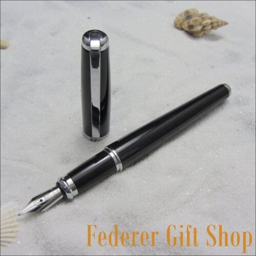 Fuliwen F36 metal Case Gift Fountion Pen Black and Silver Clip M Nib ink Pen