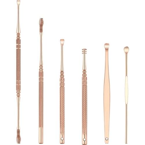6pcs Earwax Removal Kit Ear Pick Set Earwax Remover Ear Spoon Earpick Ear Picker for Ear Massage Adult Ear Care Tools