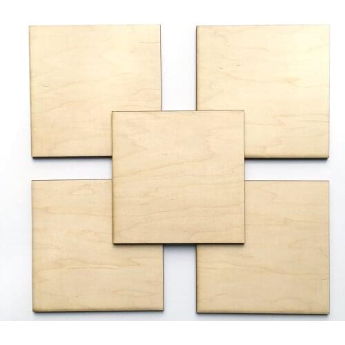 Set of 5 Unfinished Wood Squares 7" inch wood square Holiday Craft supplies laser cut wood crafting shapes DIY