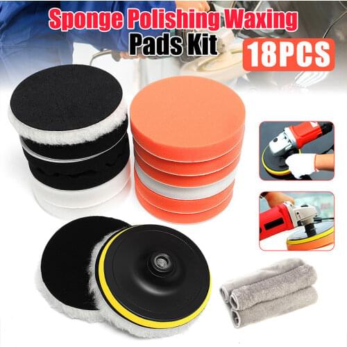18pcs/Set Polishing Foam M14 Thread Wool Buffing Pad Kits For Auto Car Polishing Buffer With Backing Pad Car Removes Scratches