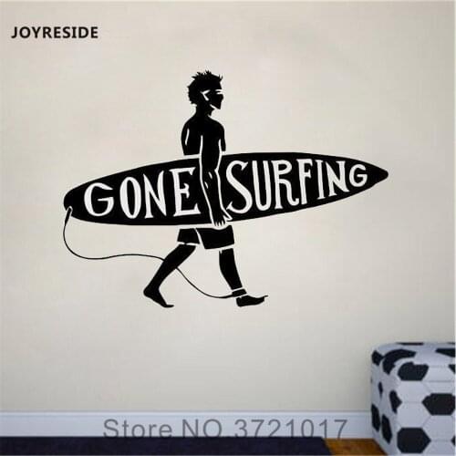JOYRESIDE Surfboard Wall Surfing Surf Sports Decals Vinyl Sticker Living Room Home Interior Decoration Boys Room Art Mural A1645