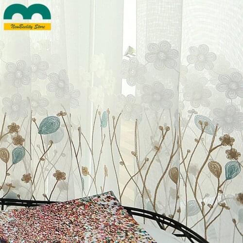 Low Cost Customized Curtains for Living Room Bedroom Screan Dining Room Curtains Embroidery White Tulle Window Curtains