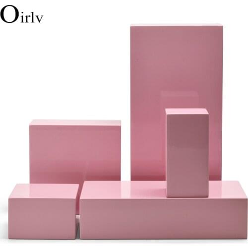 Oirlv New Product Pink Jewelry Display Table Set Wooden Ring Bracelet Display Stand Earring Pendant Holder Box for Showcase
