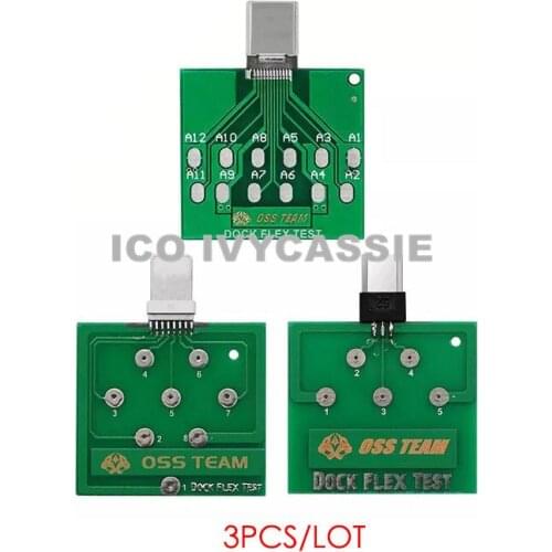 3pcs/lot Micro USB PCB Test Board Charging Dock Flex Tester For iPhone U2 Tristar Andorid Type-C Battery Power Phone Repair