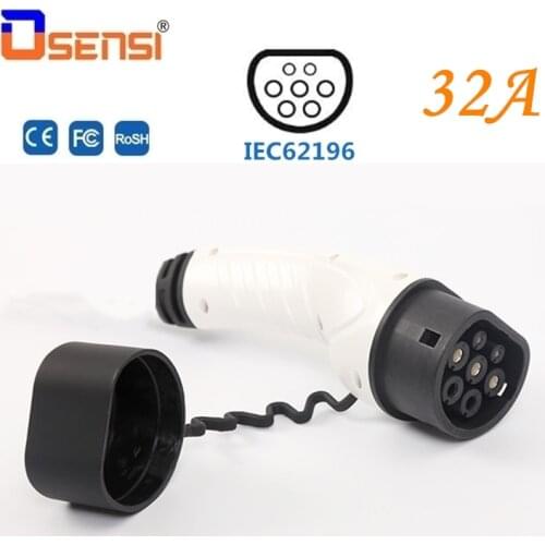 OSENSI Type 2 IEC 62196-2 32A EV Adapter Plug Mennekes Connector Electrica Car Side Charging EVSE Convertor Socket