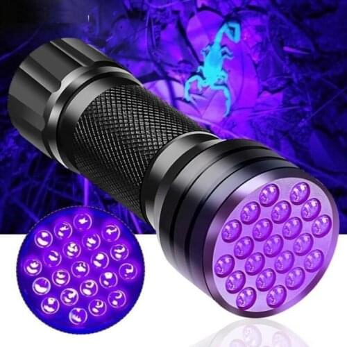 Portable 395nm UV Flashlight Mini UV Black Light Pet Urine Stains Detector Light Scorpion Ultra Violet Light Safety Torch Lamp