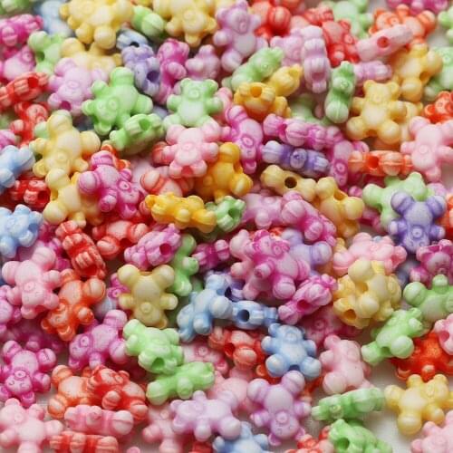 Mixed Colored Acrylic Beads Cartoon Bear Loose Beads For Jewelry Making Handmade DIY Kids Bracelet Necklace Earrings Accessories